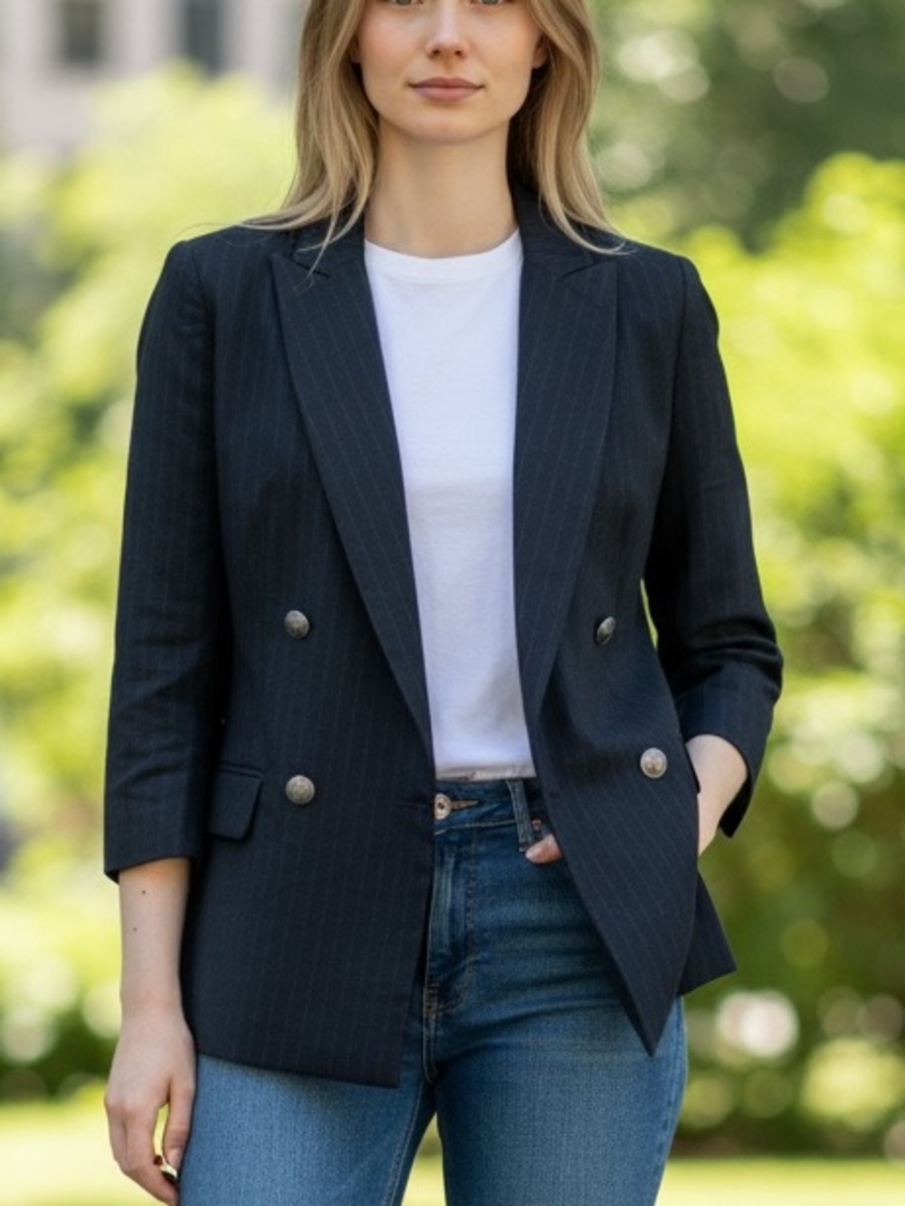 CAPULET Classic Navy Double-Breasted Women's Blazer